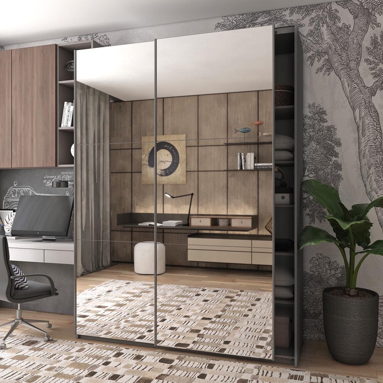 Шкаф-купе двухдверный Doros G-Caiser 2 зеркала 180х60х240 см Графит (DRS-011029)