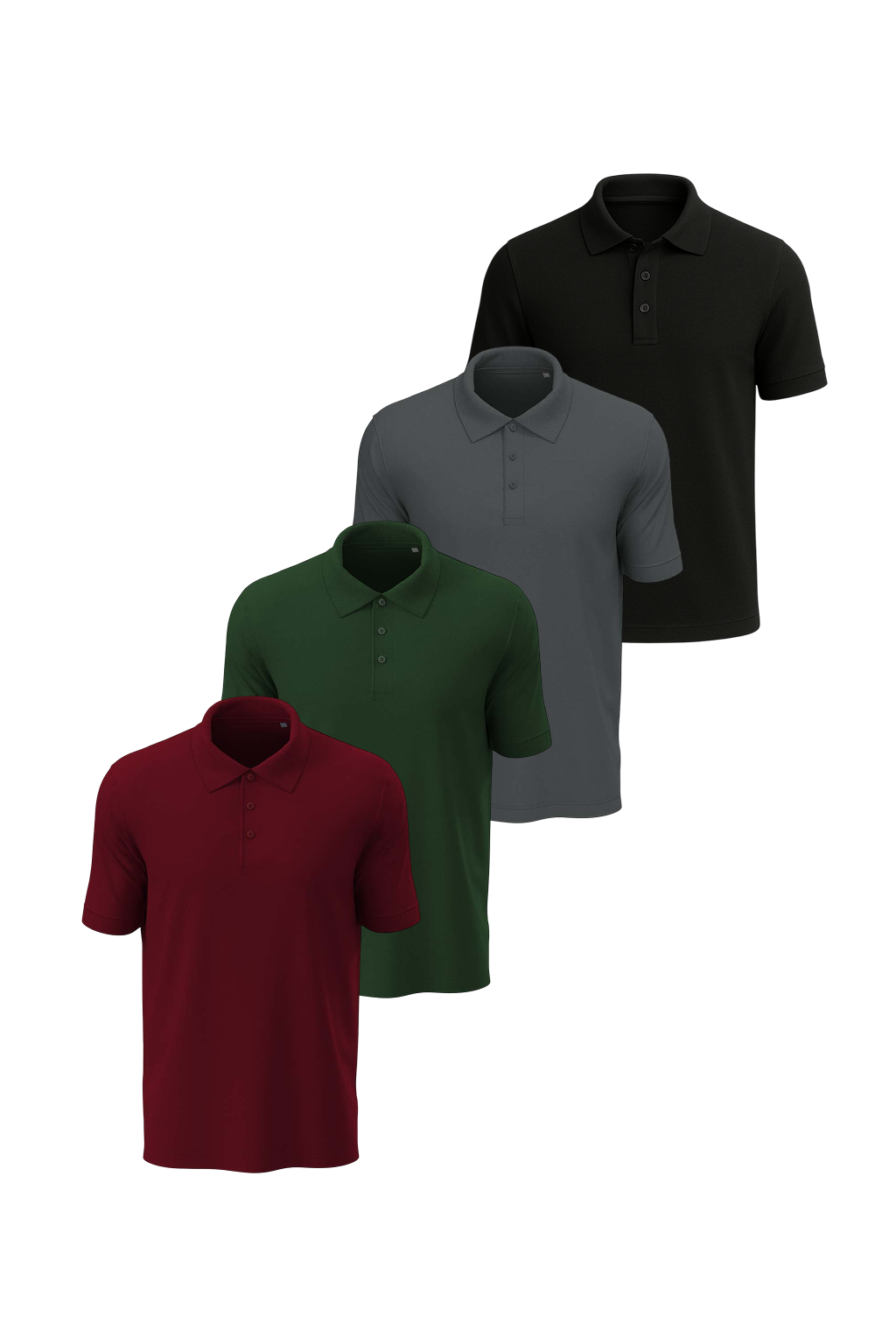 Набор мужских поло Stedman Lux Polo 4 шт. M Темно-зеленый/Бордо/Графит/Черный (ST9060-BOG-BOD-SLG-BLO)