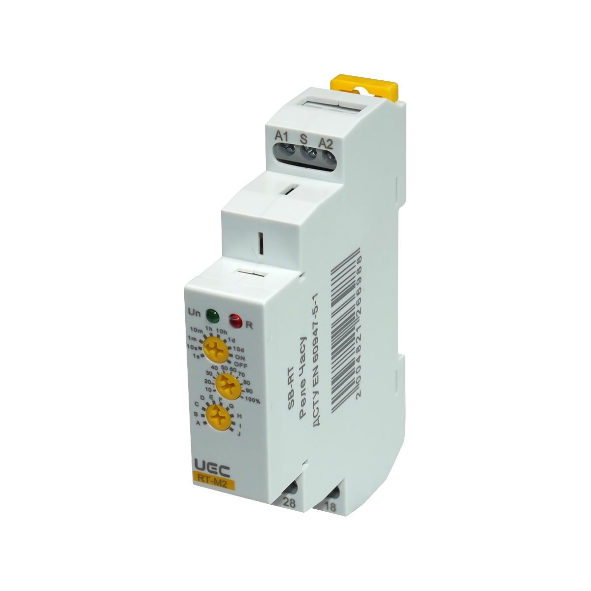 Реле часу багатофункційне UEC RT-M2/A230 16А 230V AC 1 сек-10 днів затримка на увімкнення 2 контакти (SB-RT-M2-AC230V)