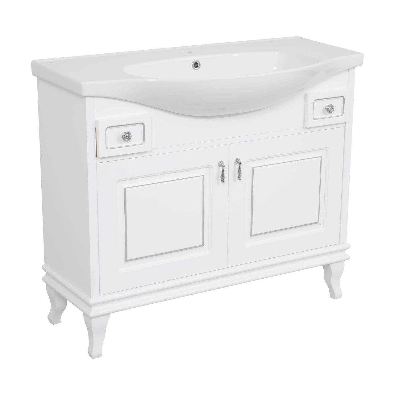 Тумба Беатриче с умывальником Lila 100 см Белый/Хром патина (2353740985)