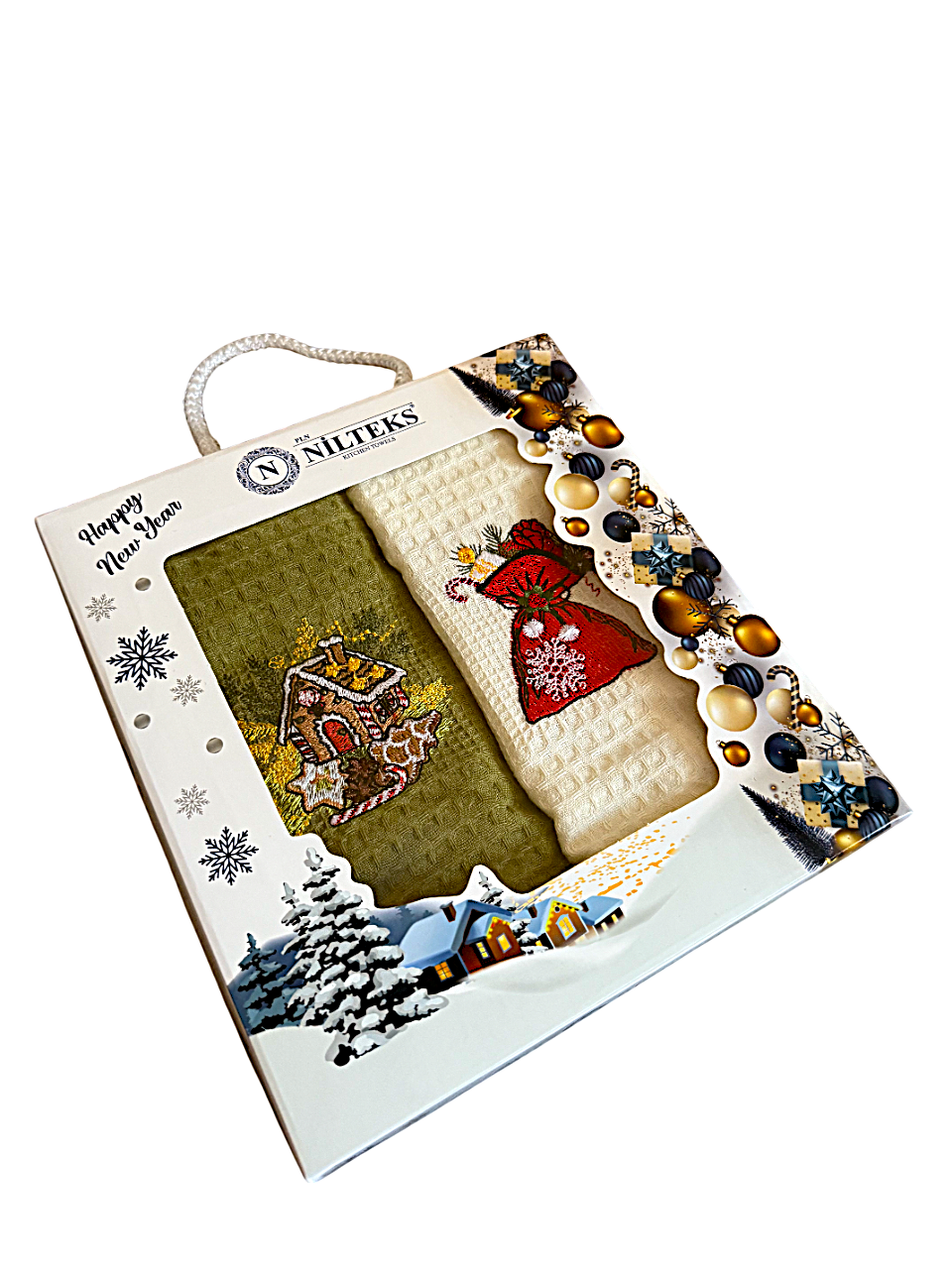 Набір кухонних вафельних рушників Nilteks TC303376103 TURComFor New Year's 3 шт. 40х60 см Різнокольоровий (30455466)