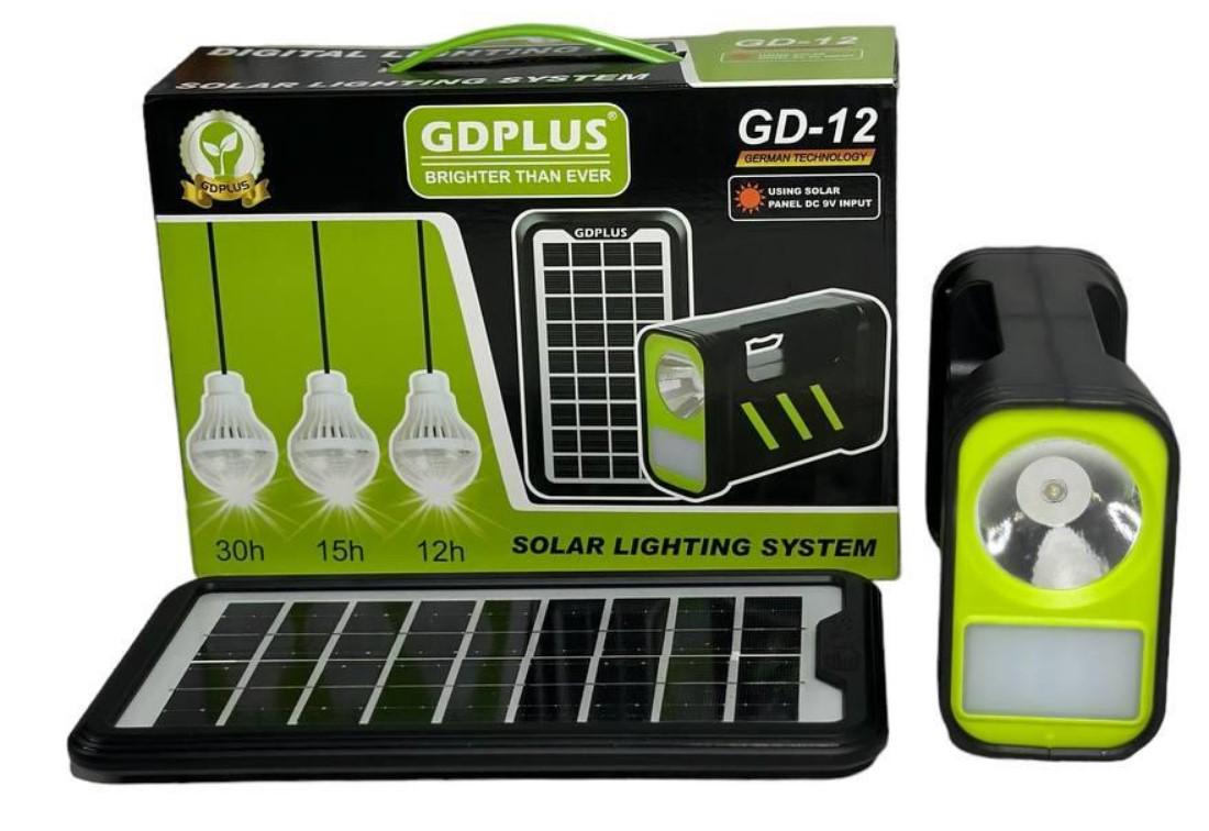 Автономний комплект GDPLUS GD-12 для освітлення та зарядки з ліхтарем і сонячною панеллю 4500 мАг (1990752965) - фото 5 Автономний комплект GDPLUS GD-12 для освітлення та зарядки з ліхтарем і сонячною панеллю 4500 мАг (1990752965) - фото 5