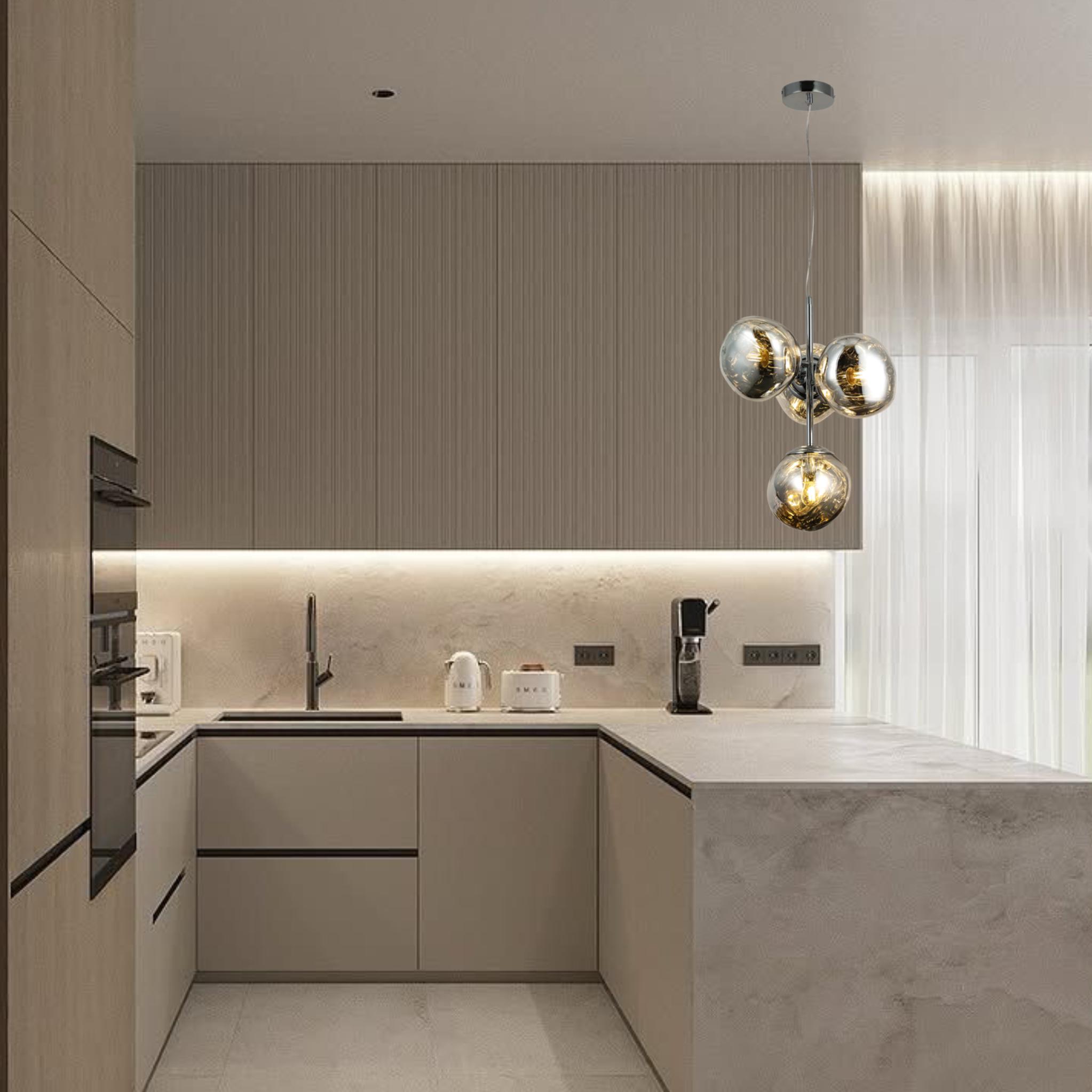 Люстра дизайнерська Melt з плафонами 18 см Срібний (93-CH01-4) - фото 3