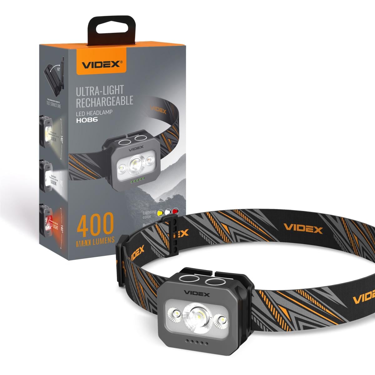 Фонарик налобный светодиодный Videx VLF-H086 400Lm 5000K (413b6b0c) Фонарик налобный светодиодный Videx VLF-H086 400Lm 5000K (413b6b0c)