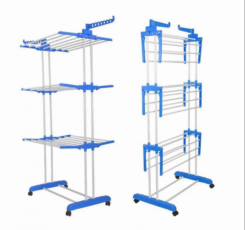 Сушарка для білизни на колесах підлогова Spray painting clothes hanger до 40 кг Біло-блакитний - фото 2 Сушарка для білизни на колесах підлогова Spray painting clothes hanger до 40 кг Біло-блакитний - фото 2