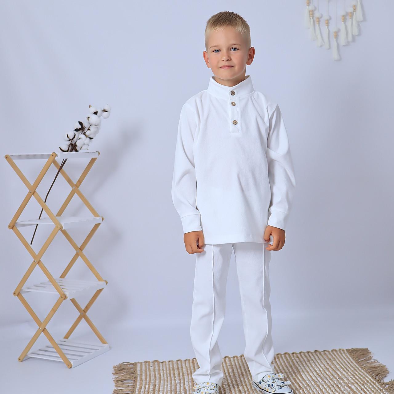 Костюм школьный для мальчика праздничный вельветовый рубашка/штаны Белый (1110919921) - фото 4 Костюм школьный для мальчика праздничный вельветовый рубашка/штаны Белый (1110919921) - фото 4