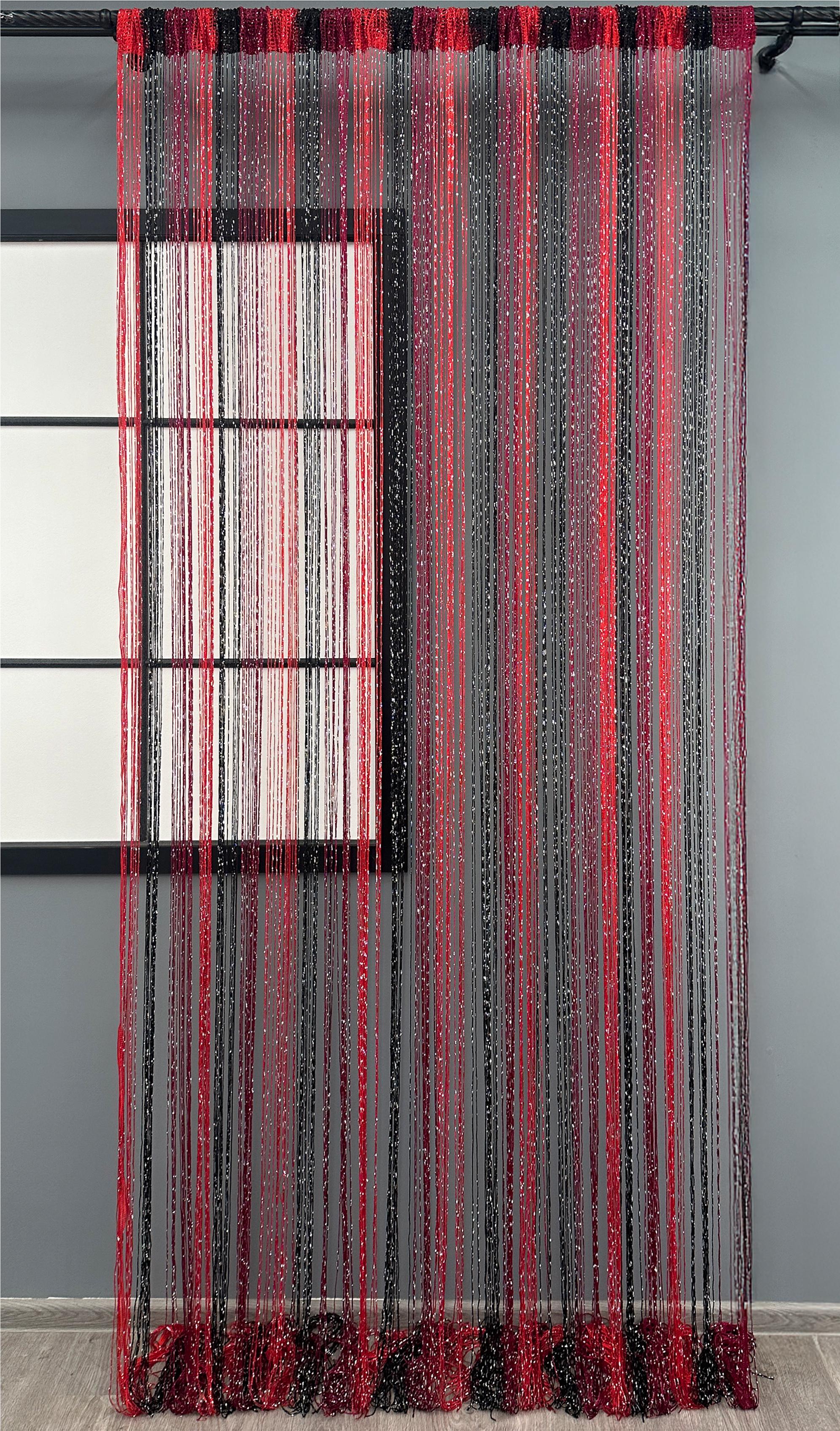 Штори-нитки з люрексом 300х300 см Червоний/Чорний/Бордовий (61-108) - фото 3