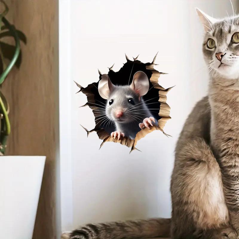 Наклейка інтер'єрна 3D Миша в норі Сірий з коричневим (2498595988) - фото 6 Наклейка інтер'єрна 3D Миша в норі Сірий з коричневим (2498595988) - фото 6