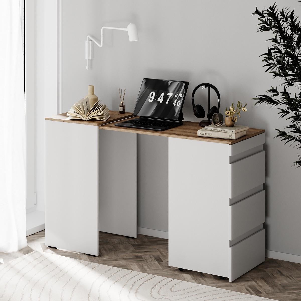 Стол комод-трансформер Art in Head Molli 500х450х756 мм Белый/Дуб Эвок (TB01011000000)