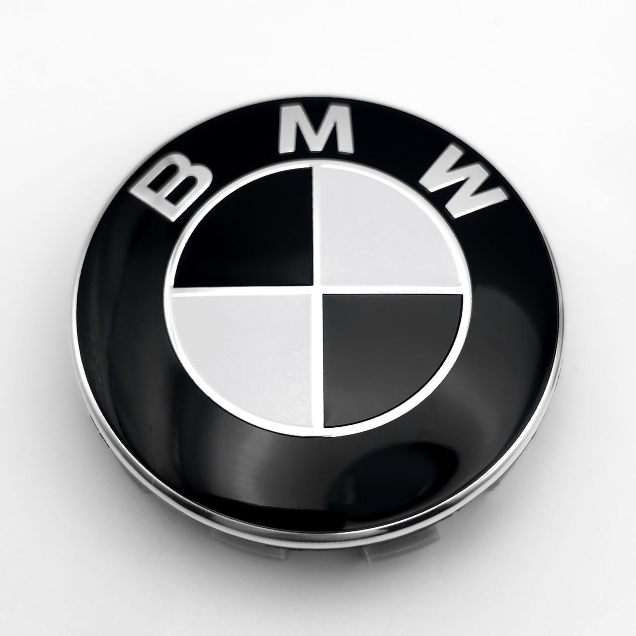 Ковпачок заглушка маточини колеса BMW 68 мм Чорний/білий тип 1 (3009363583)