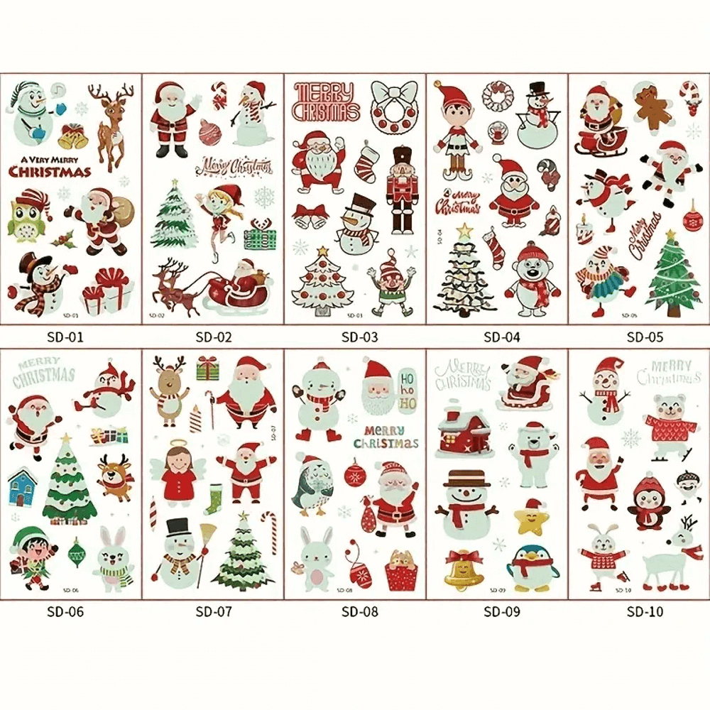 Детские временные тату Рождество 10 шт. 12х7 см (kids-tatto-set10-christmass)