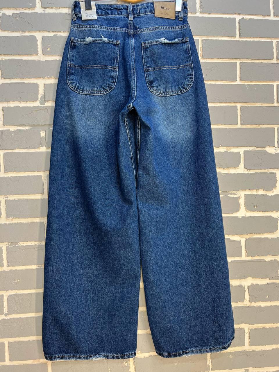 Джинсы женские ITS Basic 4113 палаццо широкие от бедра свободный крой р. 36 Синий (2887) - фото 4