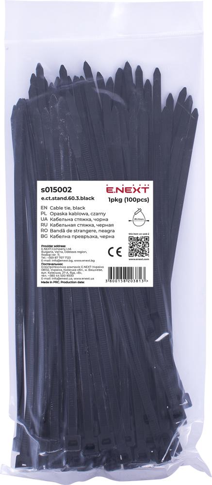 Стяжка-хомут кабельная E.NEXT e.ct.stand.60.3.black нейлон 60х3 мм 100 шт. Черный (s015002)