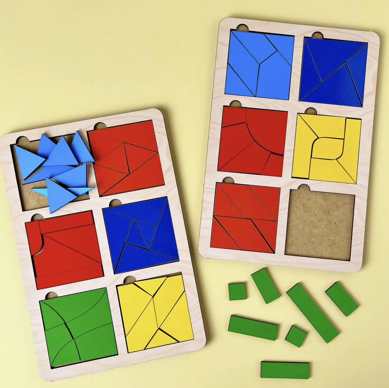 Сортер-пазл деревянный детский UBumblebees Квадраты Никитина 2 шт. 3 уровень