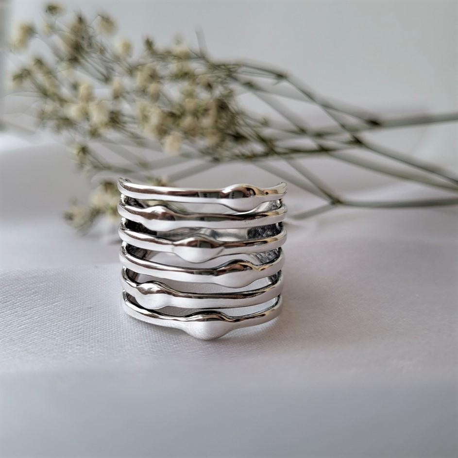 Кольцо из серебра без камней Тирамису покрыто родием 925 проба 20,5 6,59 г (1988)