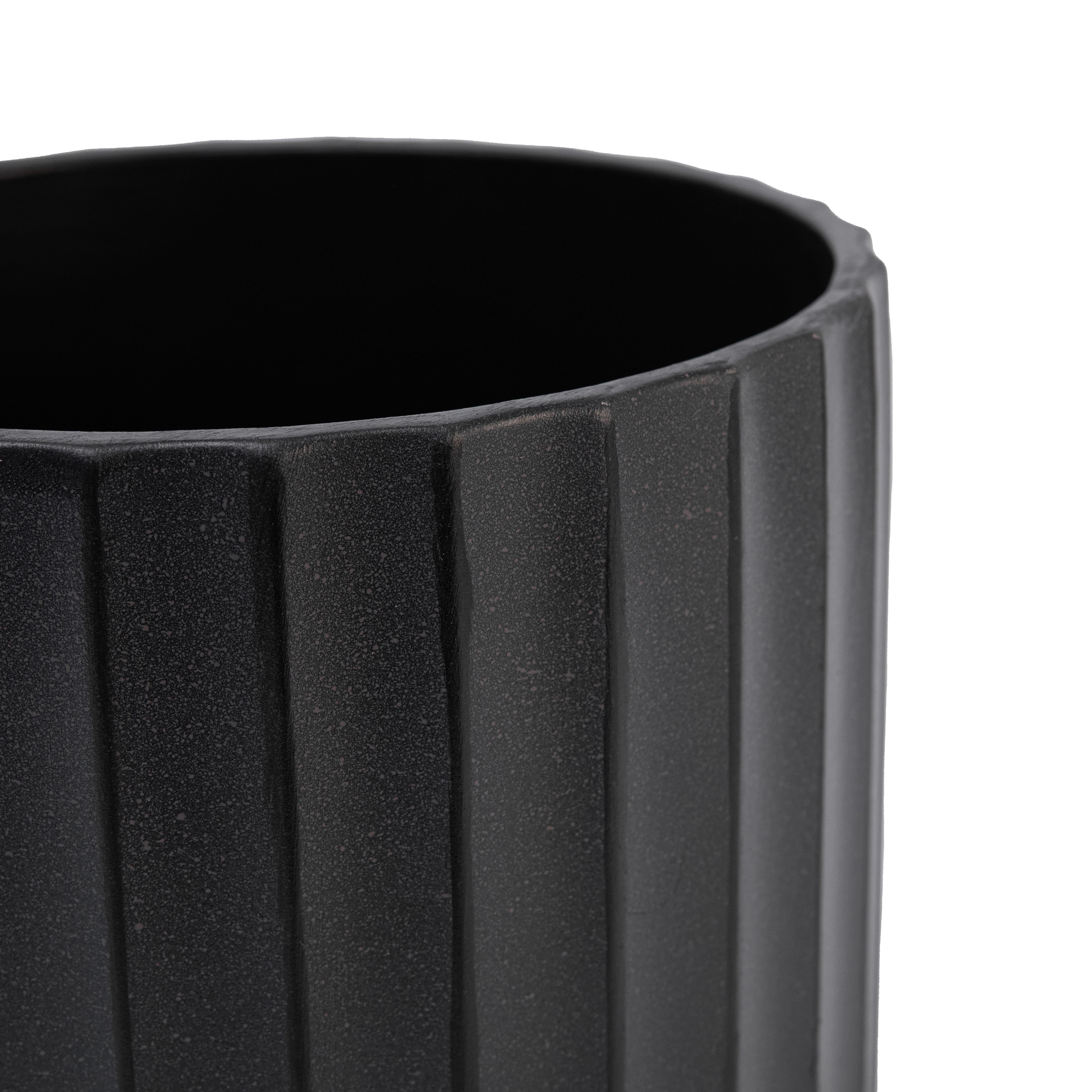 Кашпо для цветов керамическое elemi Грань круглый 1,4 л Черный (УТ-00094972) - фото 3