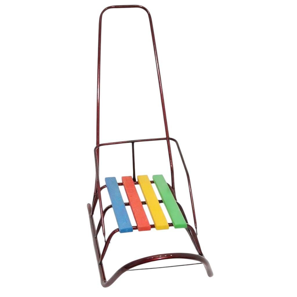 Сани детские Классик с ручкой круглые полозья Бордовый (29877064) - фото 2 Сани детские Классик с ручкой круглые полозья Бордовый (29877064) - фото 2