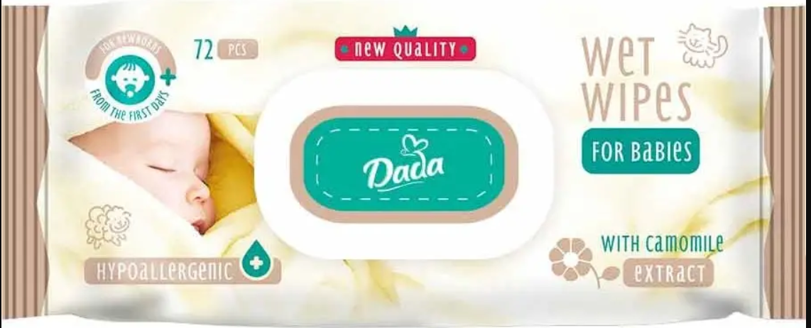 Вологі серветки для дітей Dada Ромашка клапан 72 шт. (2297143440)
