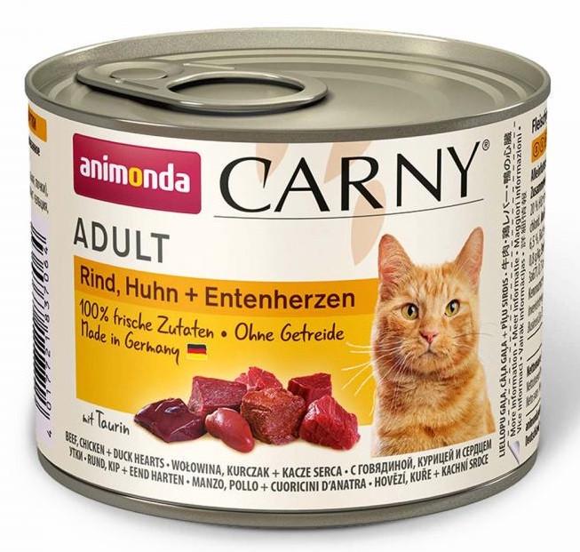 Корм влажный для кошек Animonda Carny с говядиной/курицей и утиными сердцами 200 г (1830807774)