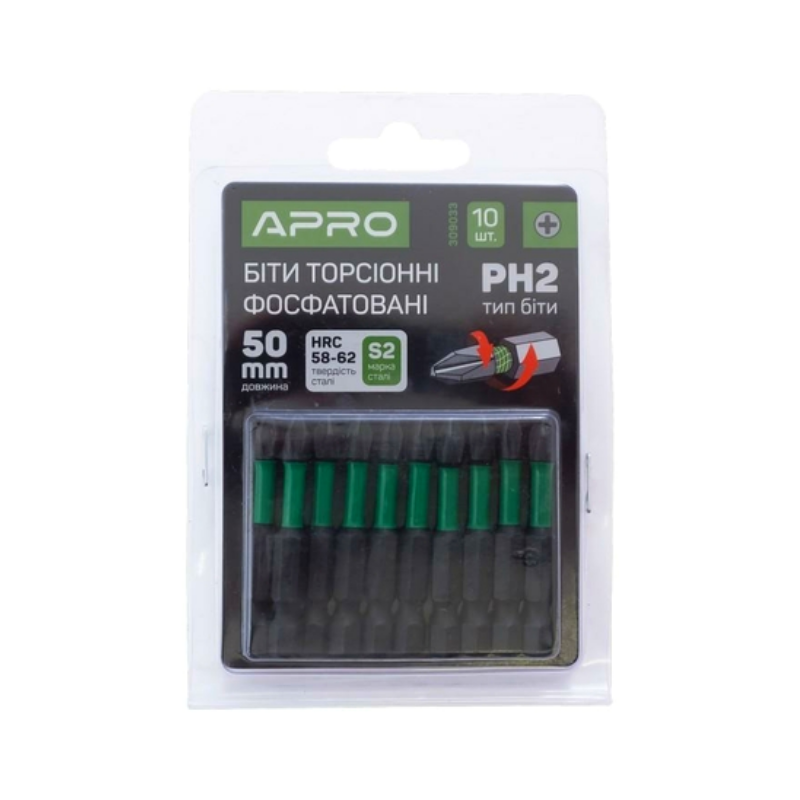 Бита ударная торсионная Apro РН2х50 мм 10 шт./уп. (309033)