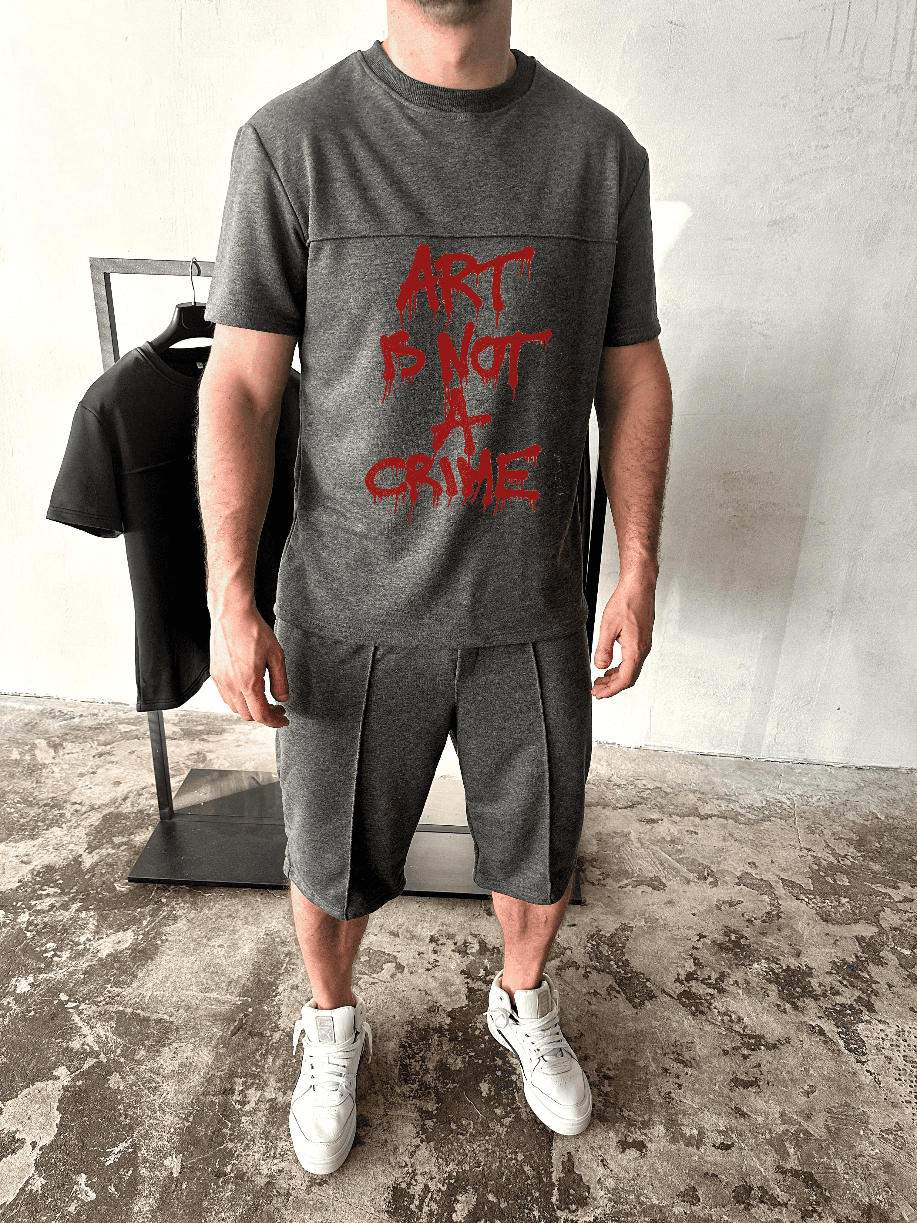 Комплект футболка/шорти 53-005 ДТФ-петля XL Сірий (23729) Комплект футболка/шорти 53-005 ДТФ-петля XL Сірий (23729)