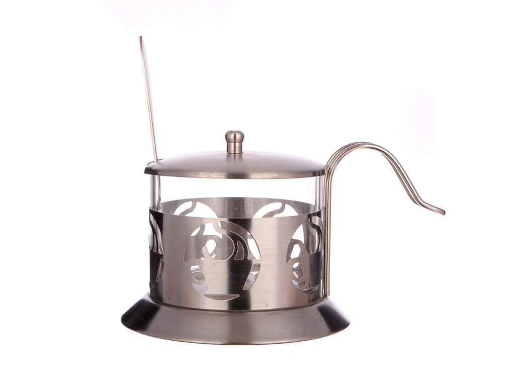 Сахарница VITOL стекло/нержавеющая сталь с ложкой (VT612458)