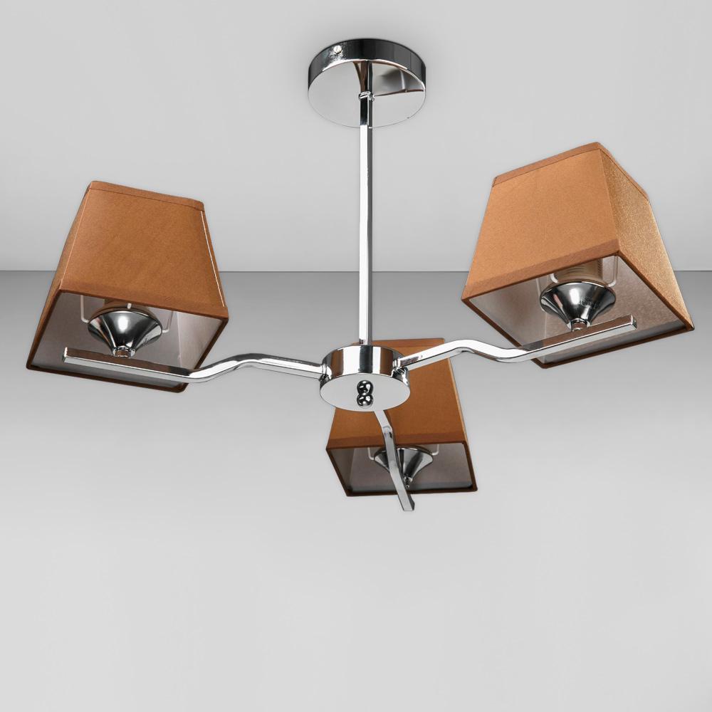 Люстра потолочная с абажуром Light House DL-18375/3 Хром/Коричневый