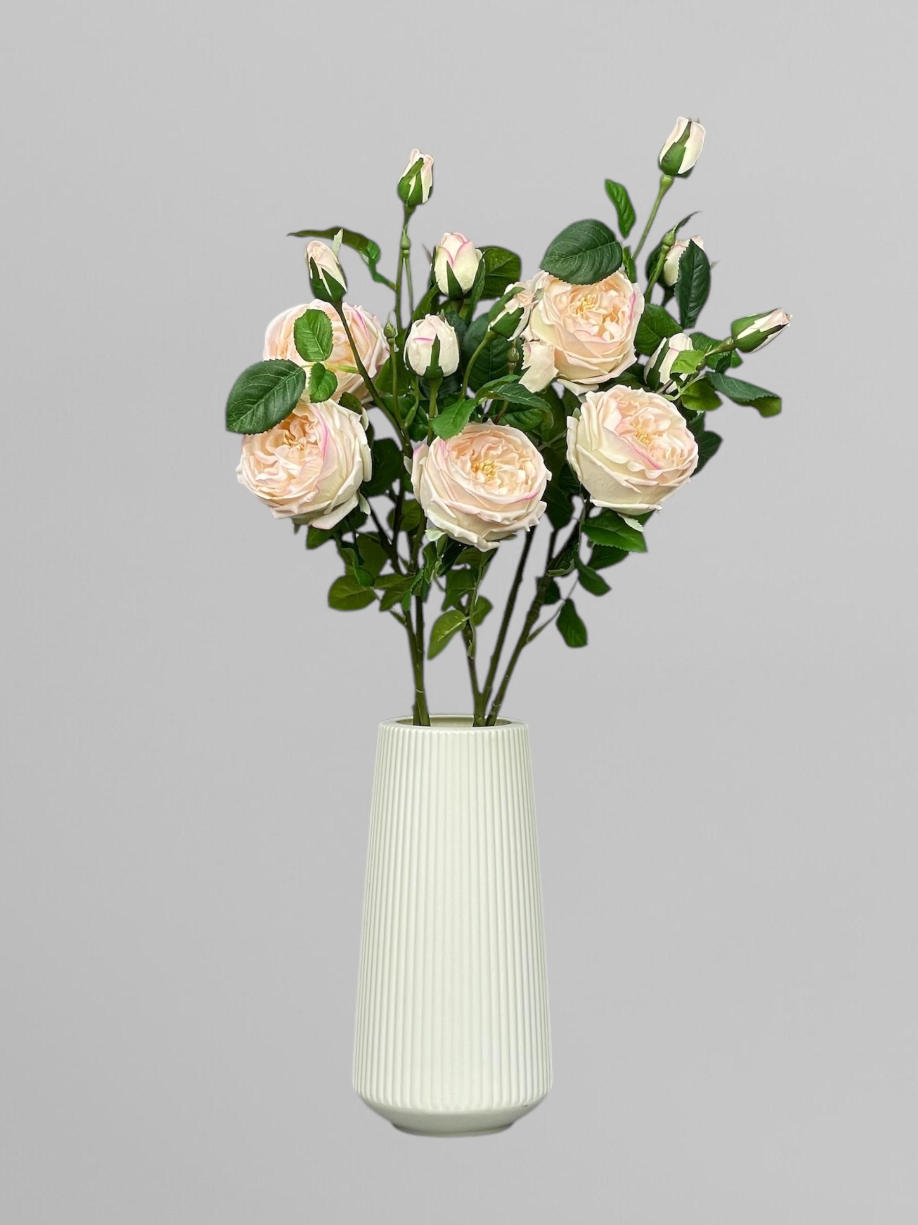 Искусственная роза Дэвида Остина ветка на 3 соцветия 72 см Персиковый (К02035) - фото 3