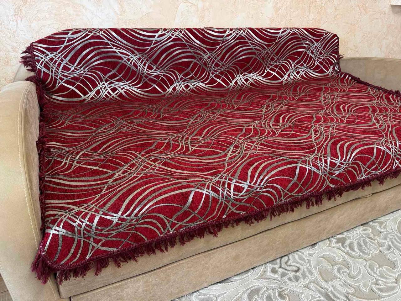 Покрывало из гобелена полуторный 150х200 см/накидки 70х150 см 2 шт. Красный (П4К-gobelen-new-007-01)