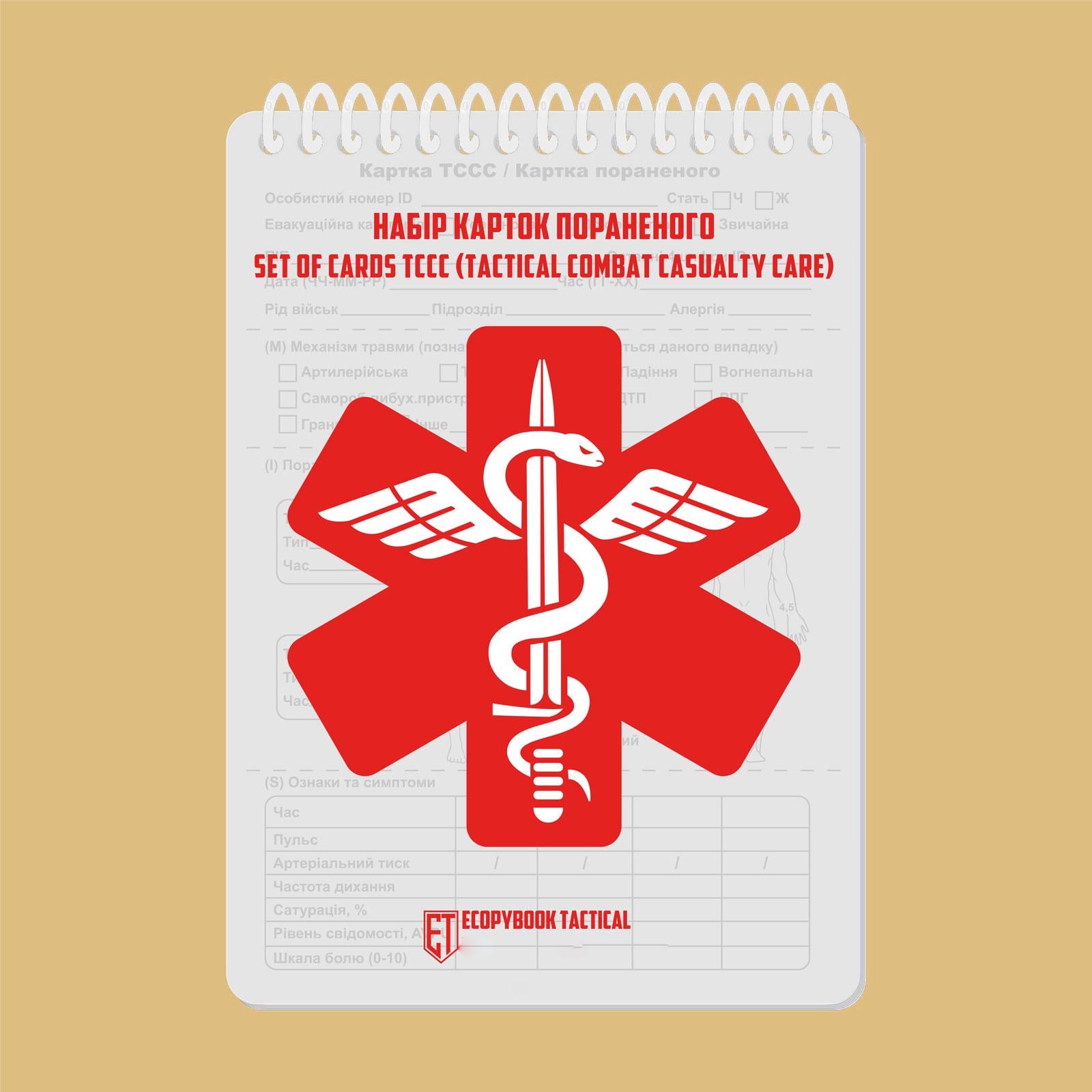 Набор карт раненого SET of cards tactical combat casualty care А6 (3577073)