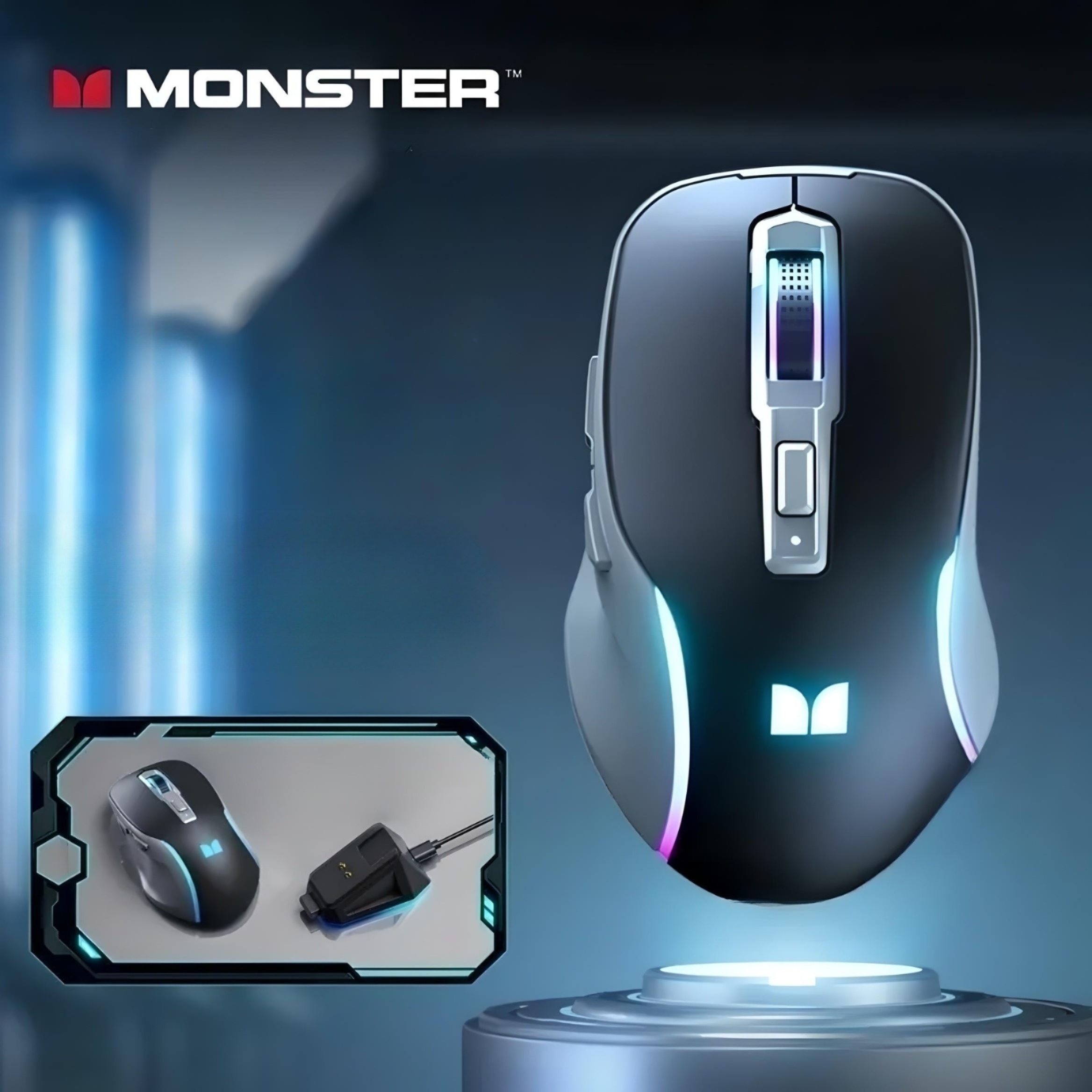 Компьютерная мышка MONSTER Airmars X1 RGB с док-станцией 8000DP Черный (18955916) - фото 2