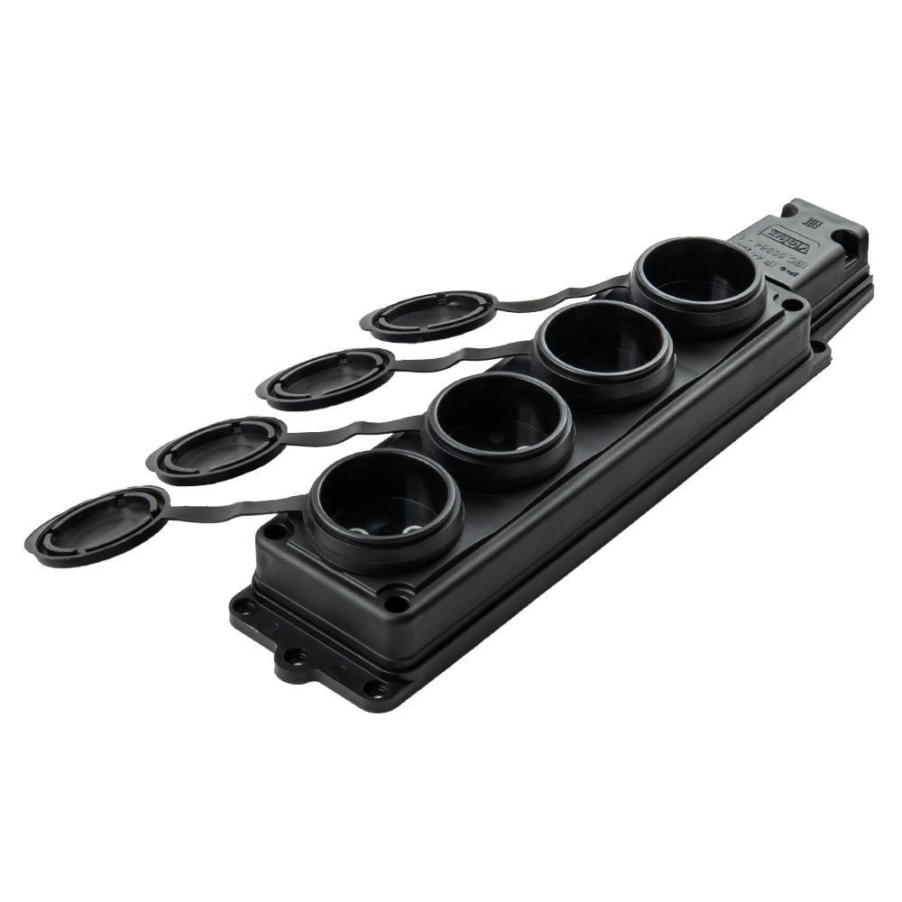 Колодка чотиримісна Violux каучук настінна без заземлення з кришкою IP44 (930720)