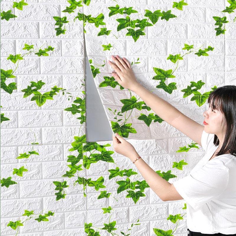 3D-панель декоративная самоклеящаяся под кирпич белый плющ 700x770x3 мм (BPN3-013) - фото 2 3D-панель декоративная самоклеящаяся под кирпич белый плющ 700x770x3 мм (BPN3-013) - фото 2