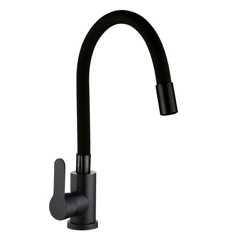 Смеситель для кухни Zerix DAX-011 Refl.Black с силиконовым изливом нержавеющая сталь Black (ZX4820)