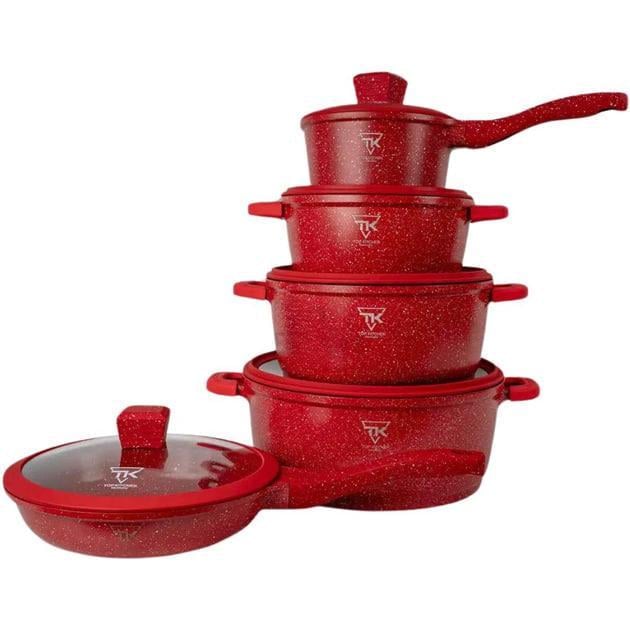 Набір посуду для індукції Top Kitchen TK-00050 з гранітним покриттям 10 предметів Червоний (2480520870)