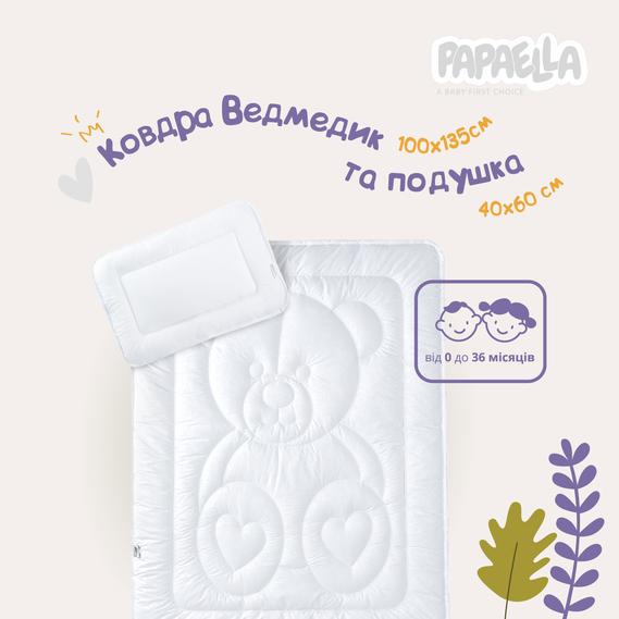 Набір в ліжечко Papaella всесезонна ковдра 100х135 см Ведмедик та подушка 40х60 см Білий - фото 2 Набір в ліжечко Papaella всесезонна ковдра 100х135 см Ведмедик та подушка 40х60 см Білий - фото 2