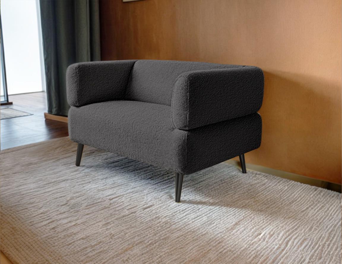 Крісло офісне ТОБІ ШО Бенно-1 Alpaca з підлокітниками та конусною ногою букле 1000х720х750 мм Темно-сірий/97 - фото 2