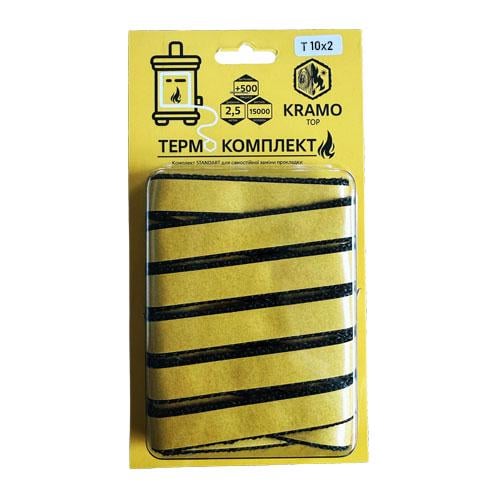 Шнур огнеупорный KramoTop для дверцы камина 10х2 мм 2,5 м с клейкой лентой (29662589)