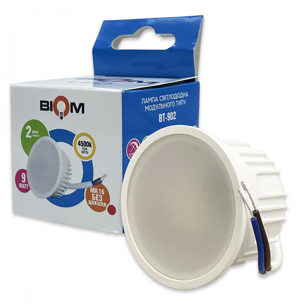 Светодиодная лампа Biom BT-902 MR16 9W модуль 4500K линза (2755686743)