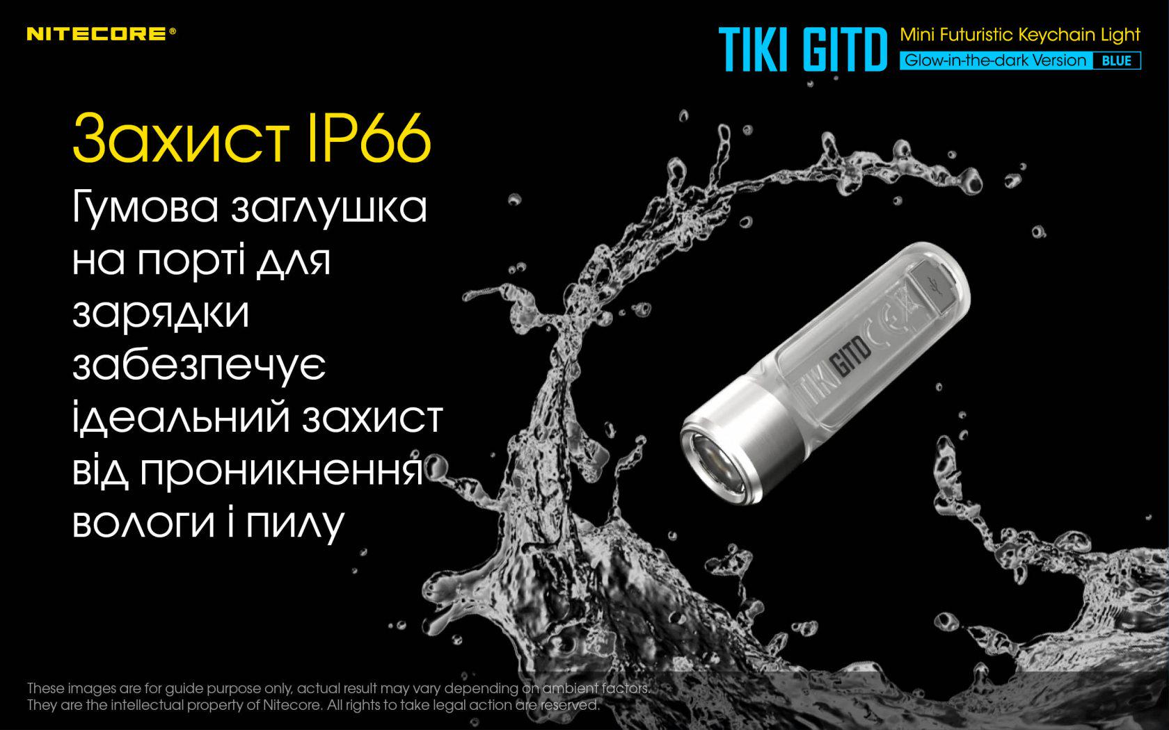 Фонарь наключительный Nitecore TIKI GITD Type-C люминесцентный с ультрафиолетом Blue (010331/1) - фото 21