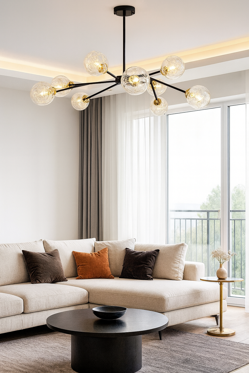 Люстра потолочная с фурнитурой золото на 10 ламп Черный (8122/10 G9)