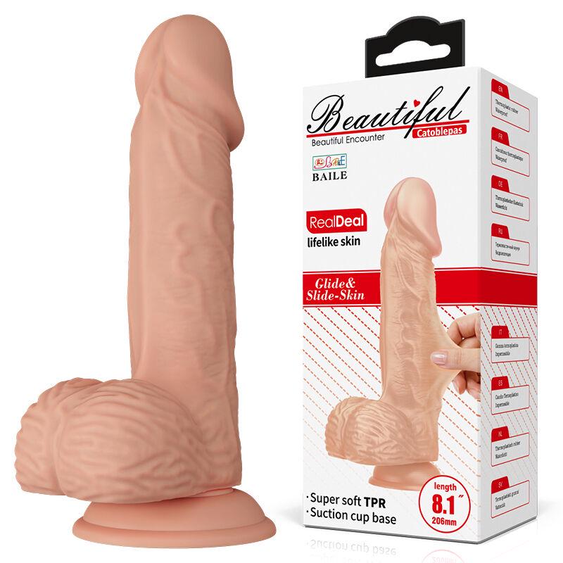 Фаллоимитатор реалистичный Beautiful Encounter Catoblepas Dildo Flesh с подвижной кожей 8,1" (35552563)