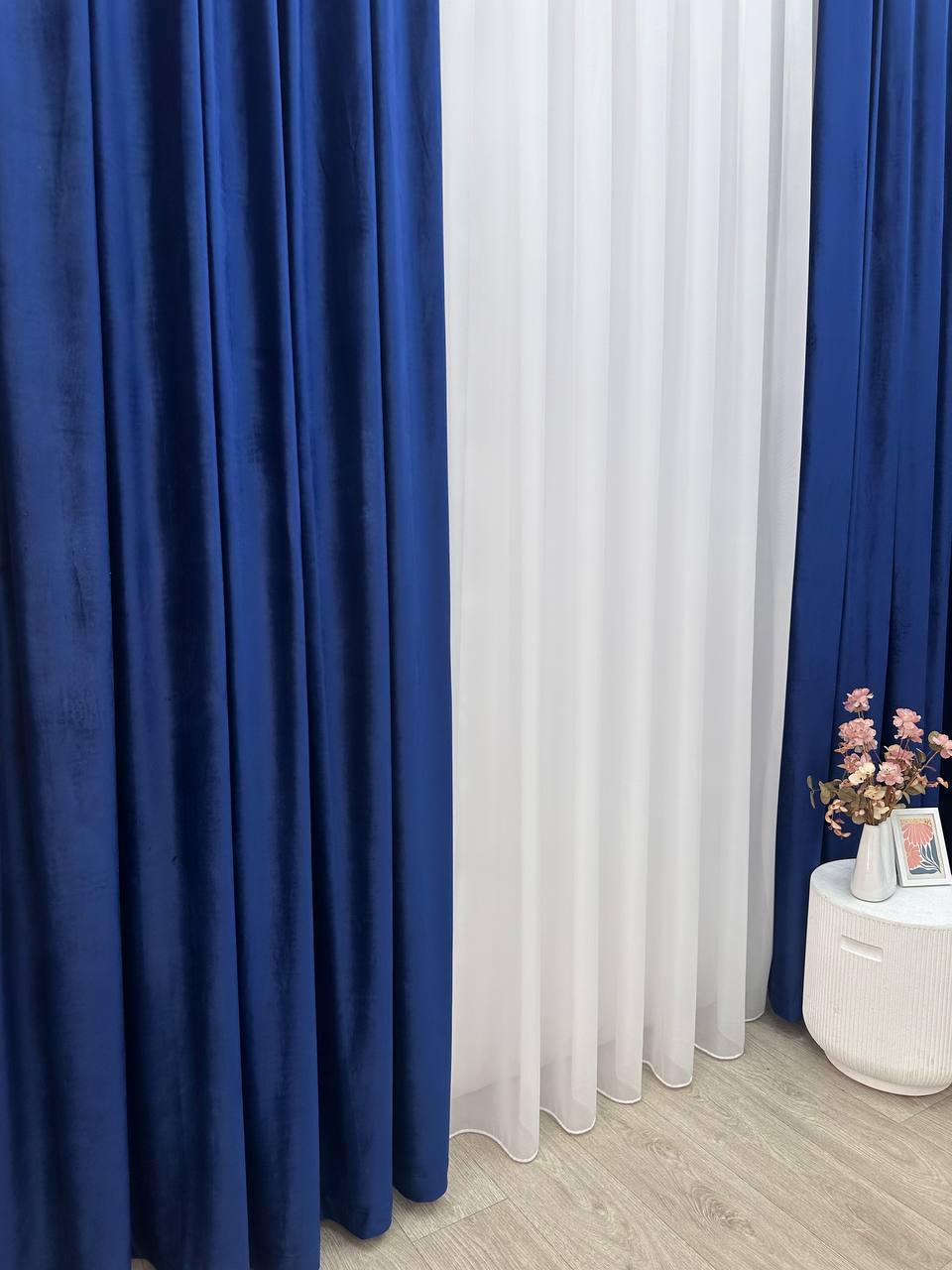 Штора велюрова на тасьмі 6 см 300х280 см Темно-синій (6319-N110-Т43) - фото 2 Штора велюрова на тасьмі 6 см 300х280 см Темно-синій (6319-N110-Т43) - фото 2