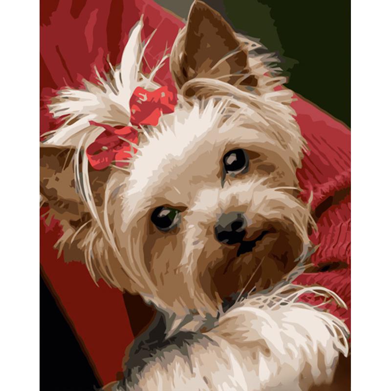 Картина по номерам Strateg Премиум Песик с хвостиком 40х50 см (GS1209)