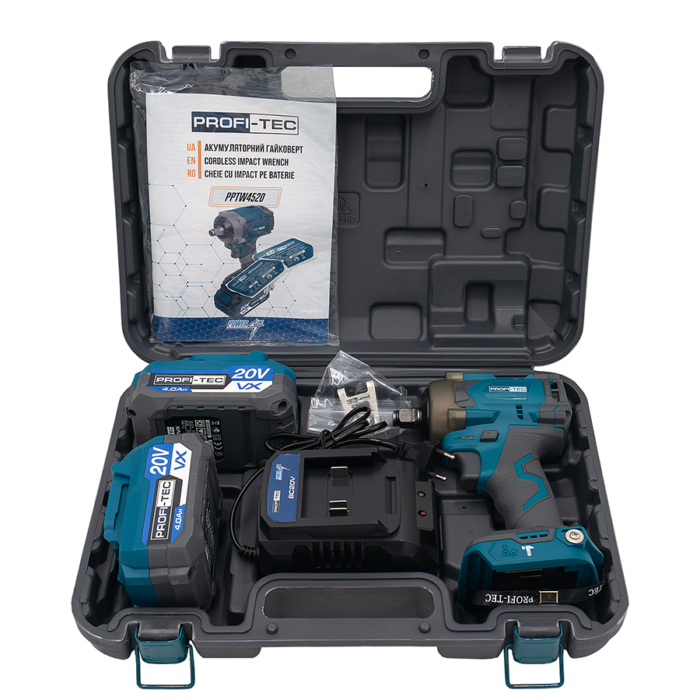 Гайковерт акумуляторний Profi-Tec PPTW4520 20 В безщітковий двигун 400 Нм хвостовик 1/2" (007131) - фото 8