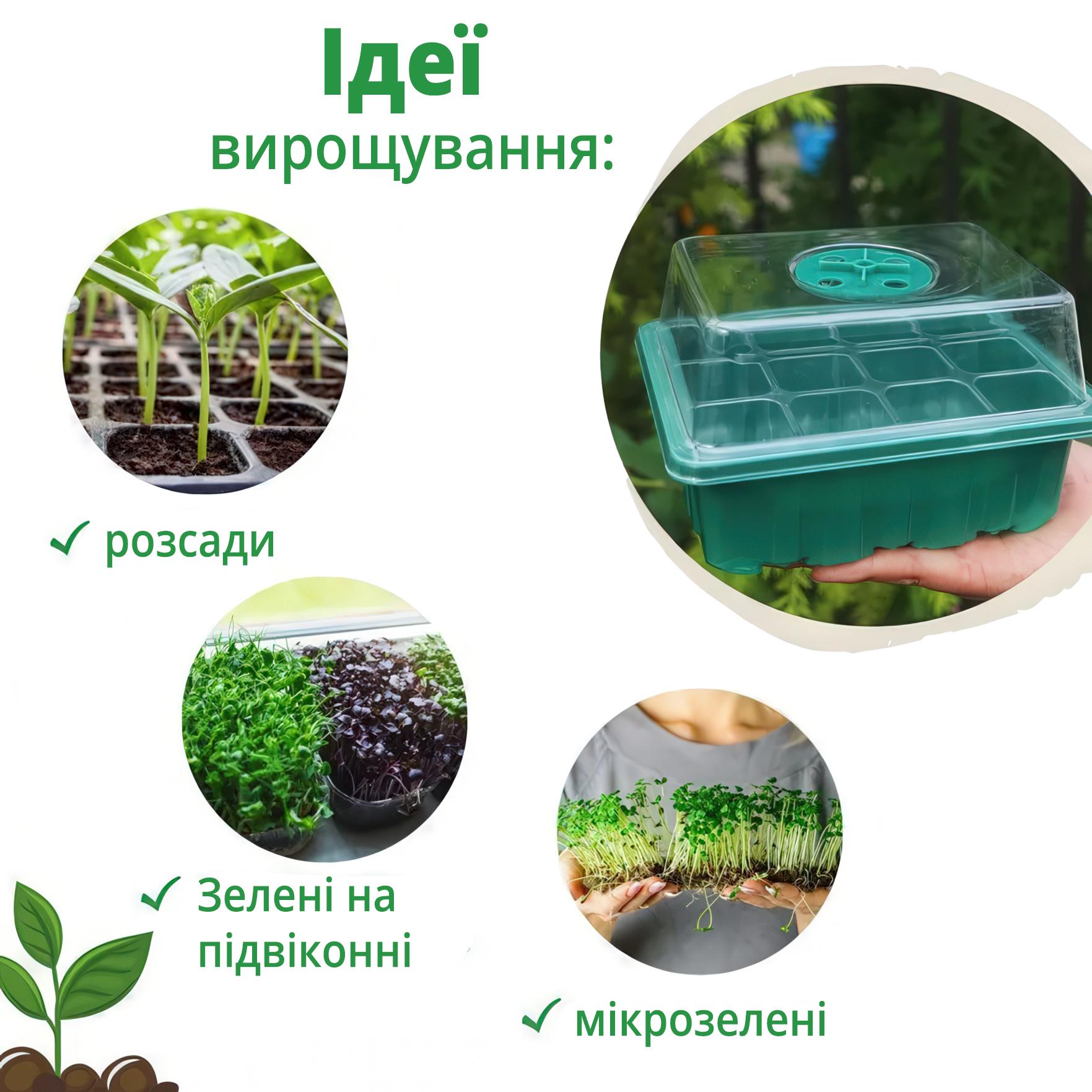 Міні-теплиця для розсади з регульованою вентиляцією 12 осередків Зелений - фото 8 Міні-теплиця для розсади з регульованою вентиляцією 12 осередків Зелений - фото 8