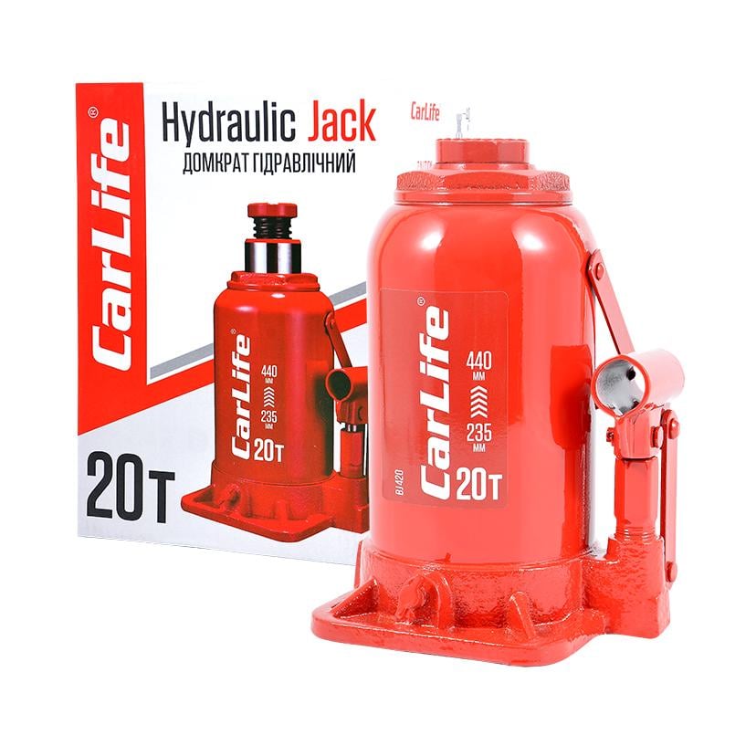 Домкрат бутылочный Carlife гидравлический 20 т 235-440 мм (BJ420)