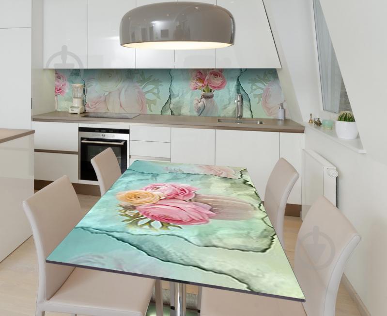 Наклейка 3Д виниловая на стол Zatarga «На обрывках бирюзы» 600х1200 мм для домов, квартир, столов, кофейн,