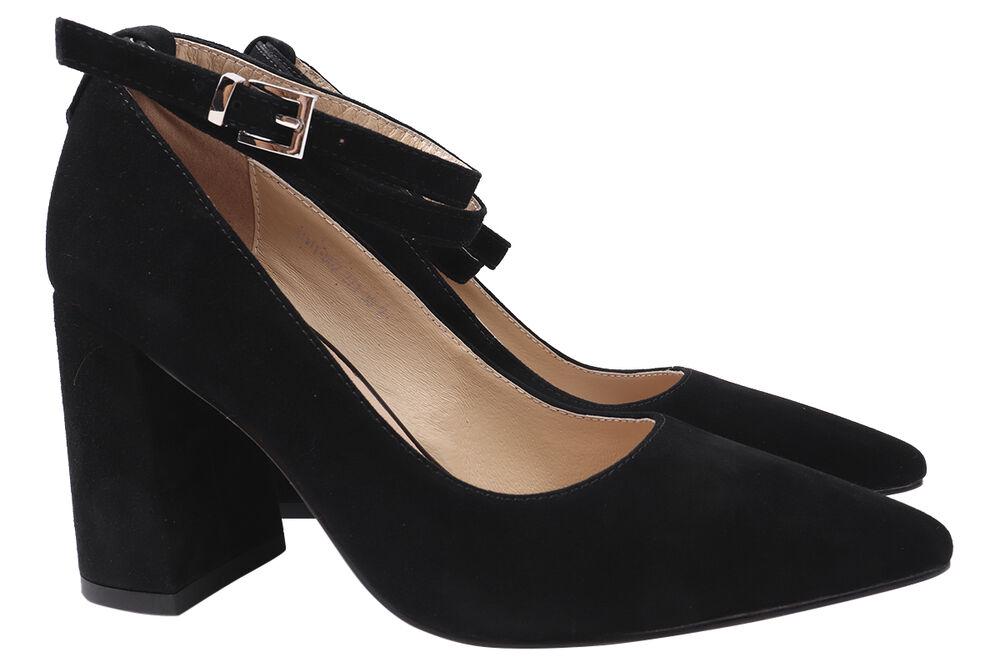 Туфли женские Angelo Vani из замши на большом каблуке р. 39 Черный (138-21DT)