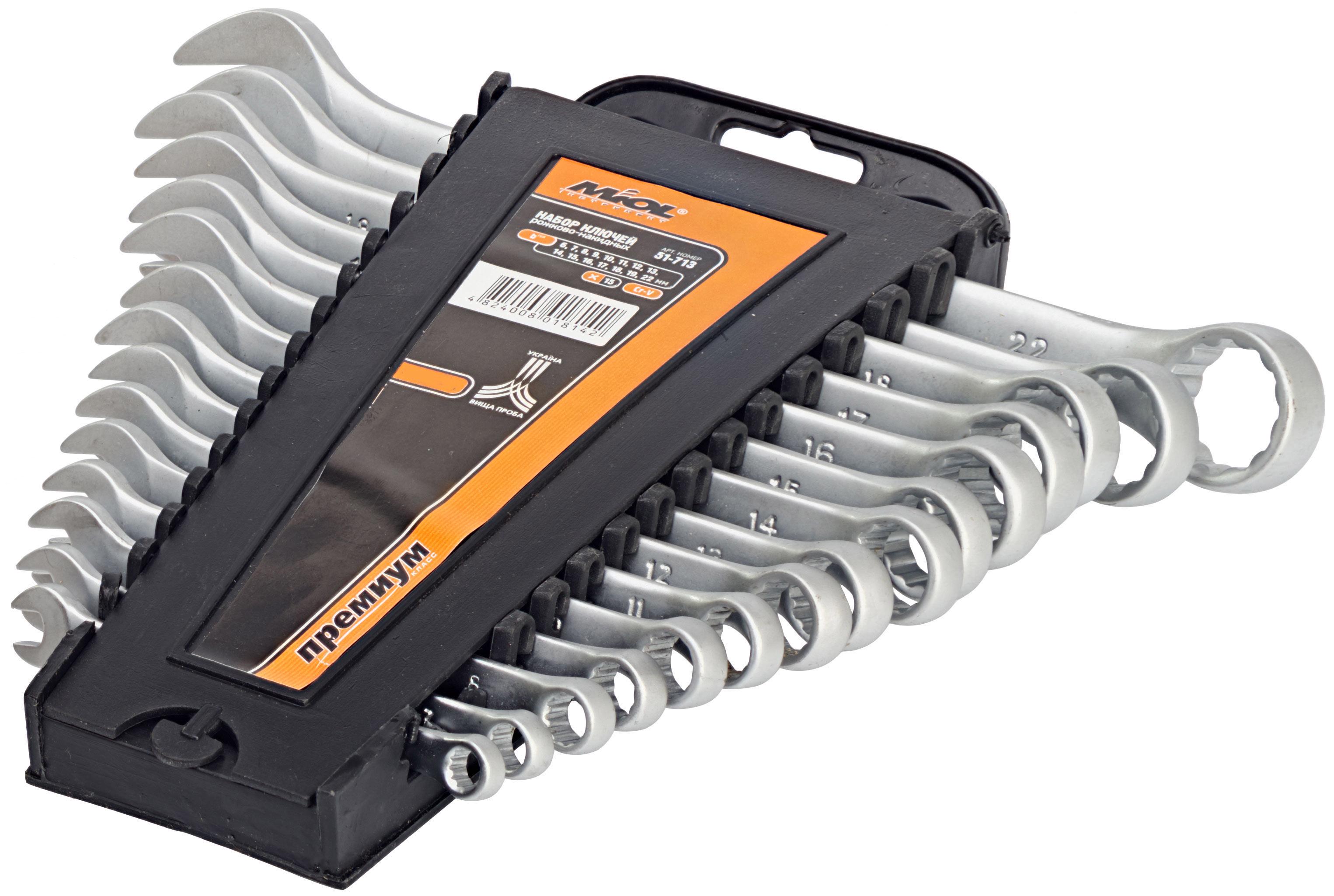 Набор рожково-накидных ключей 6-22 мм 15 шт. (23822)